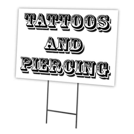 Signmission Tattoos & Piercing Yard Sign & Stake outdoor plastic coroplast window, C-1824-DS-Tattoos & Piercing C-1824-DS-Tattoos & Piercing